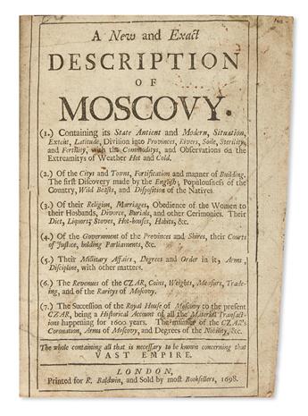 RUSSIA.  A New and Exact Description of Moscovy.  1699
